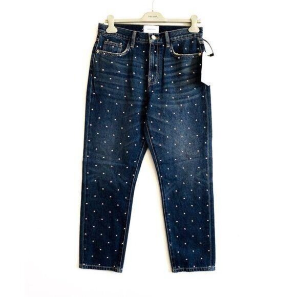 Current/Elliott The Vintage Studded Jeans Size 28 Blue Silver NWT - Picture 2 of 11
